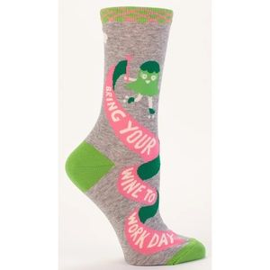 blue q women’s crew socks bring your wine to work day